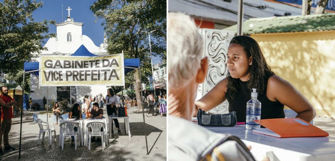 Vice-prefeita diz que está sem lugar para trabalhar e monta gabinete na rua