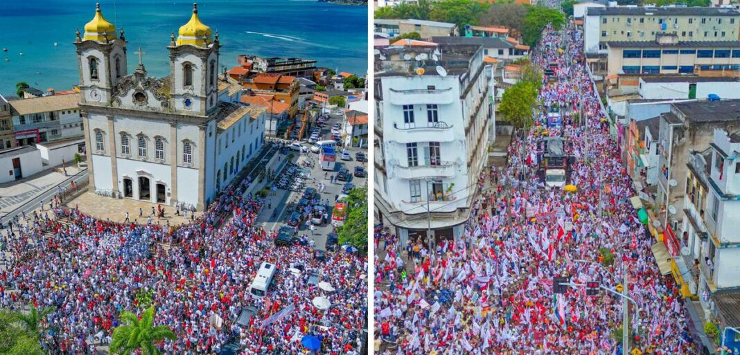 Lula faz caminhada pelas ruas de Salvador e pede voto para Jerônimo na reta final da campanha