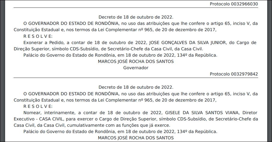 Júnior Gonçalves deixa a Casa Civil para participar da campanha “full time”; primeira-dama também