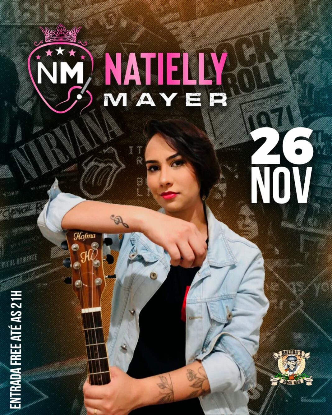 Natielly Mayer faz o melhor do rock no Beltra’s Bar neste sábado