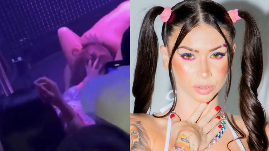 Mc Pipokinha recebe sexo oral de fã durante show