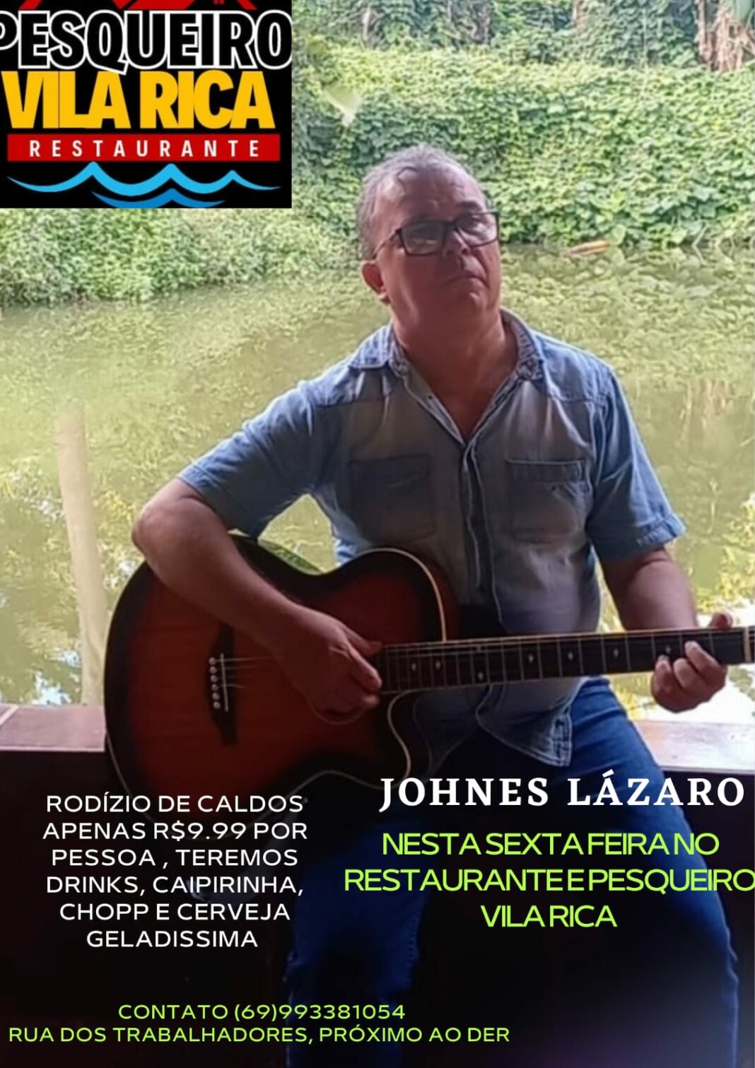 É nesta sexta em Colorado: Jones Lazaro se apresenta no Pesqueiro Vila Rica