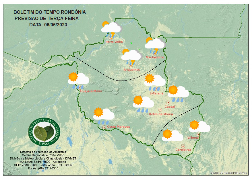 Terça-feira de sol forte e calor em Rondônia