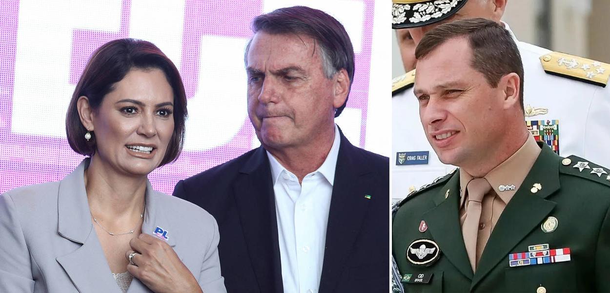 Michelle, Jair Bolsonaro e Mauro Cid