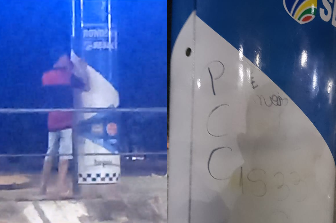 Jovem é flagrado vandalizando toten de segurança na capital