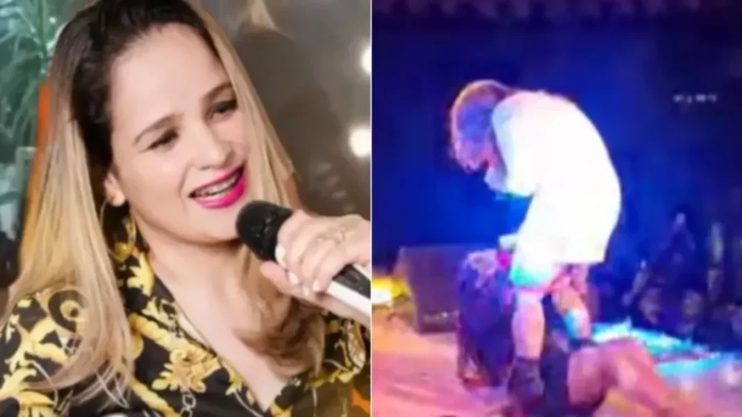 Vídeo: Cantora “coa” cachaça na calcinha e dá na boca de fã