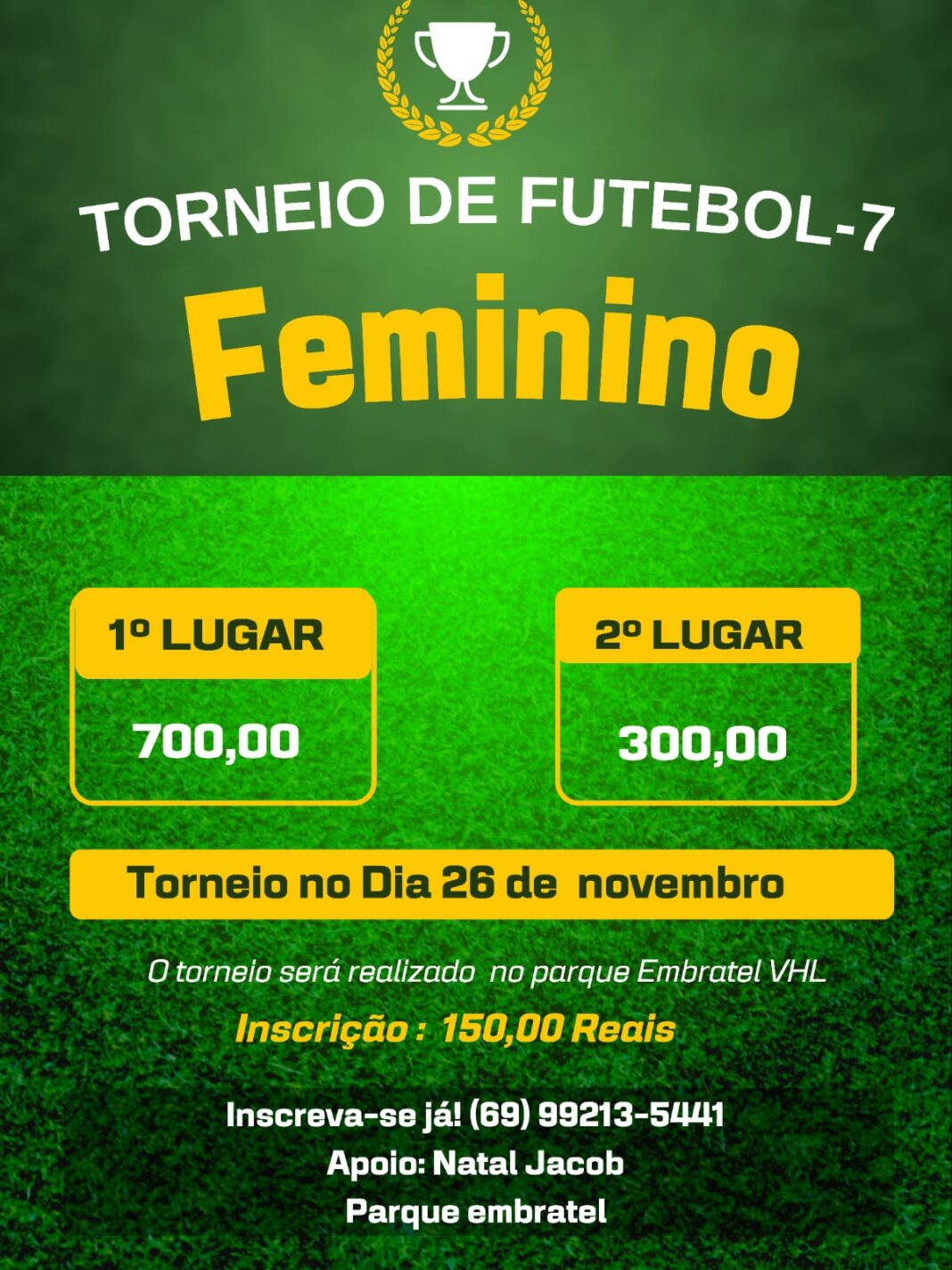 Torneio de futebol feminino acontece dia 26 em Vilhena