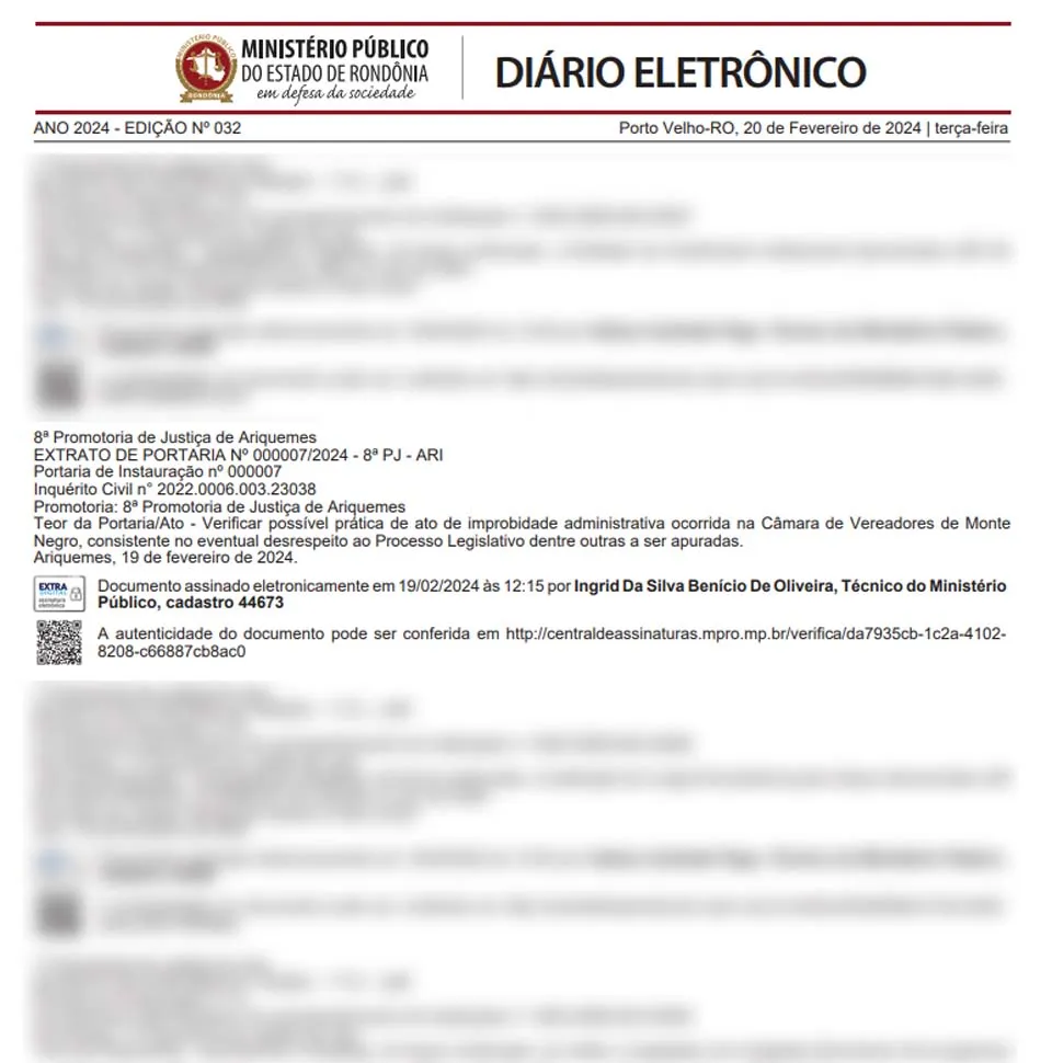 MP investiga mais um Câmara de Vereadores em RO