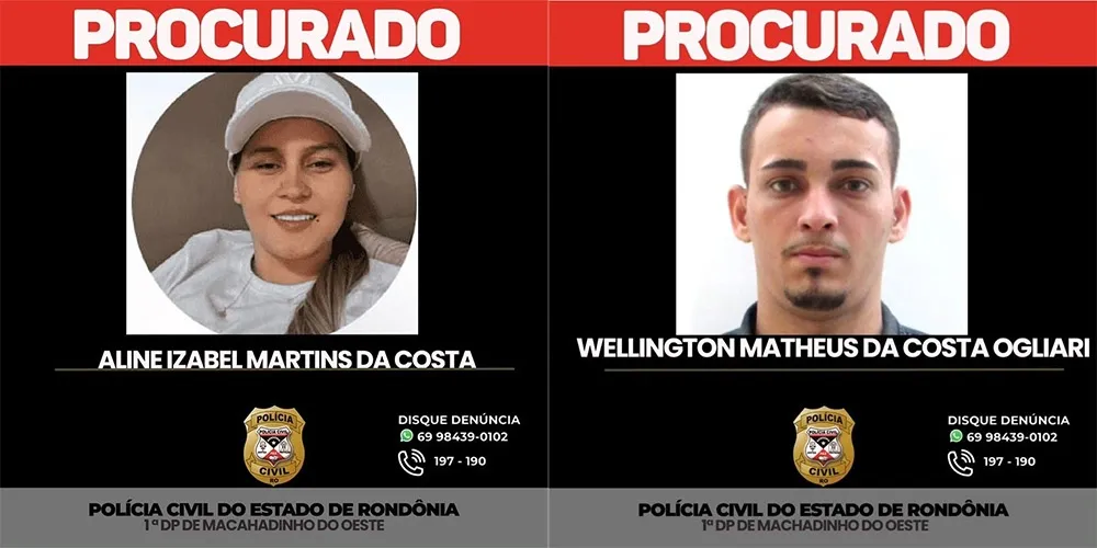 Casal criminoso é procurado em Rondônia