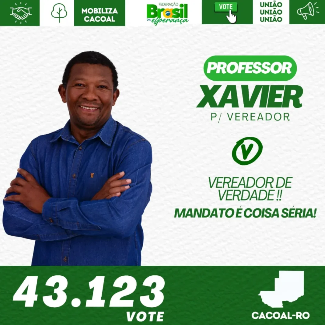 Com propostas inovadoras para Cacoal, Professor Xavier lança candidatura a vereador