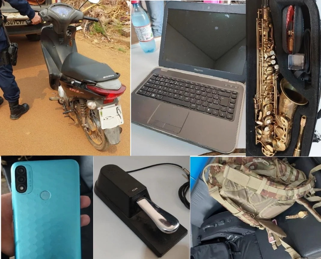 Em flagrante, ladrão é preso com vários objetos furtados em Vilhena