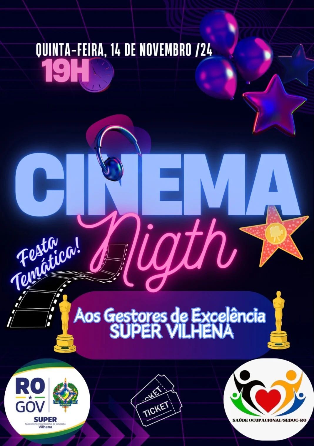 Cinema Night: Super de Vilhena celebra Dia do Gestor Escolar com evento especial nesta quinta