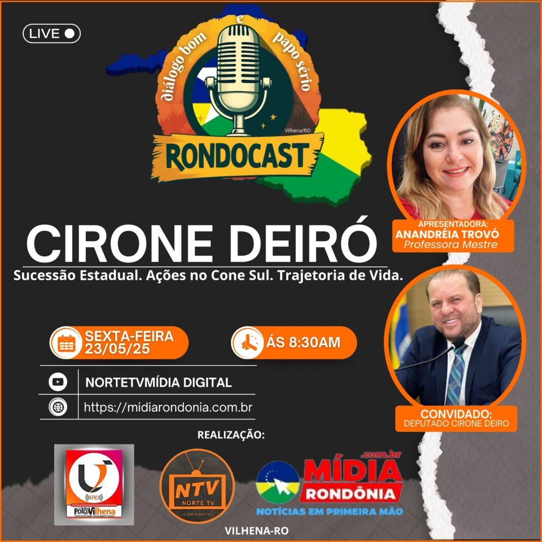 Cirone Deiró participa de entrevista ao vivo nesta quinta em Vilhena