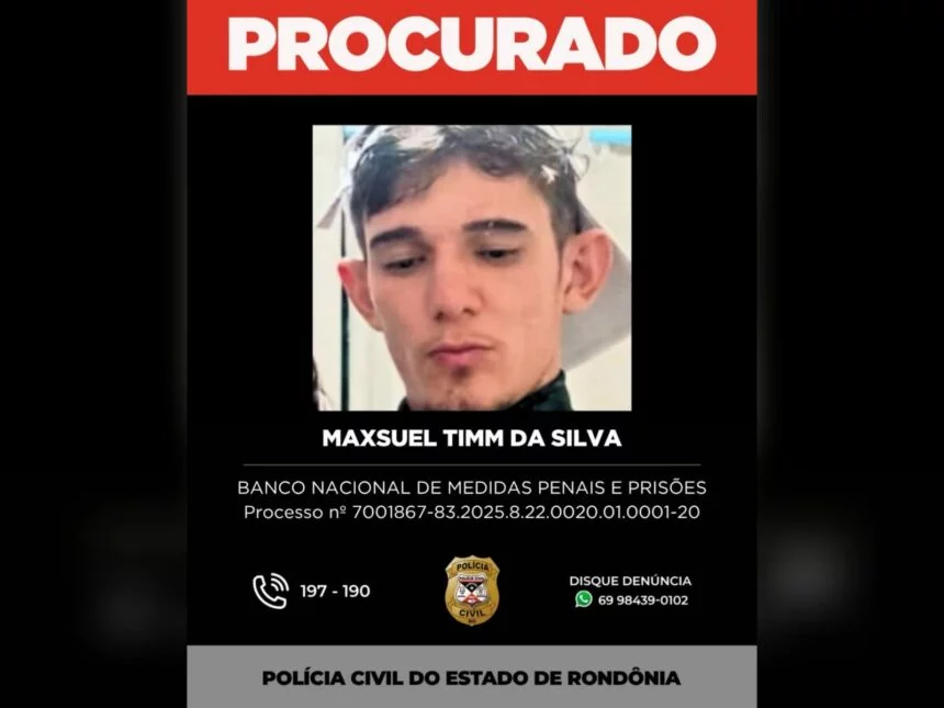 Homem que matou jovem por ciúmes tem foto divulgada em Rondônia