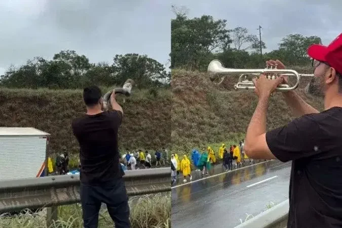 “Gado na pista”: toque de berrante marca caminhada de Nikolas