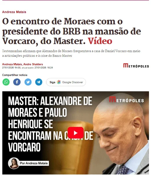 Moraes chama matéria do Metrópoles de “falsa e mentirosa”