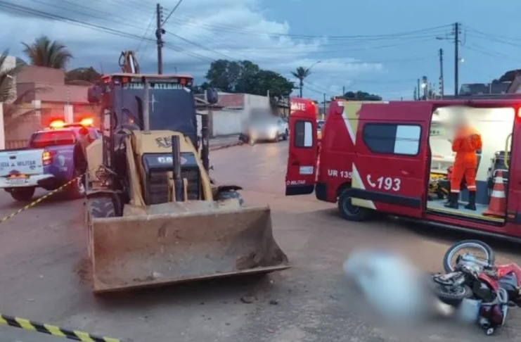 Vilhena: motociclista morre após acidente com retroescavadeira