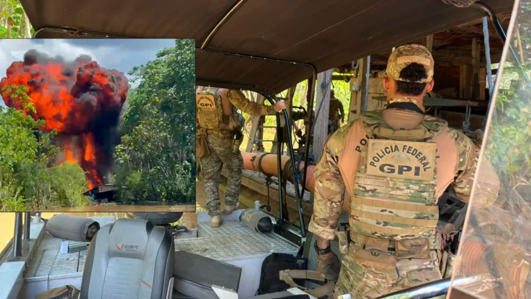 Operação destrói 15 dragas em garimpo ilegal no rio Madeira