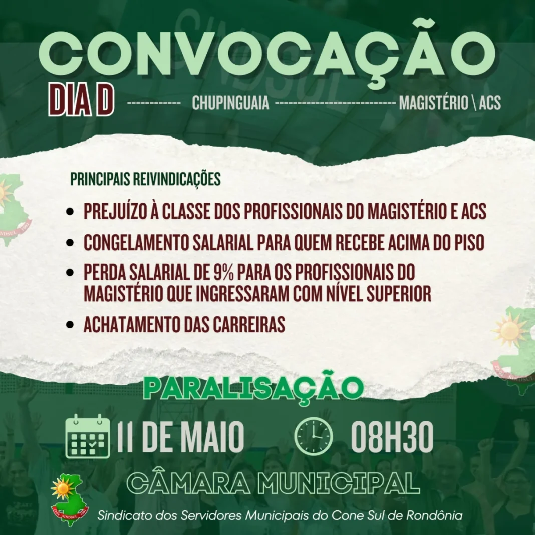 Servidores realizam ato contra projeto da prefeitura em Chupinguaia