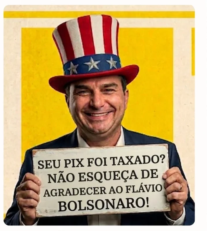 Tariflávio: redes culpam Flávio por taxação de Trump contra o Brasil