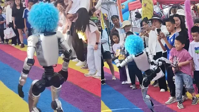 Robô humanoide pira e chuta criança durante apresentação
