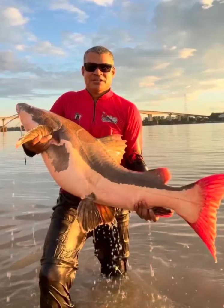 Pirarara gigante arrasta pescador no rio Madeira
