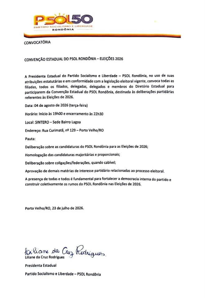 Convocação: Federação PSOL-Rede